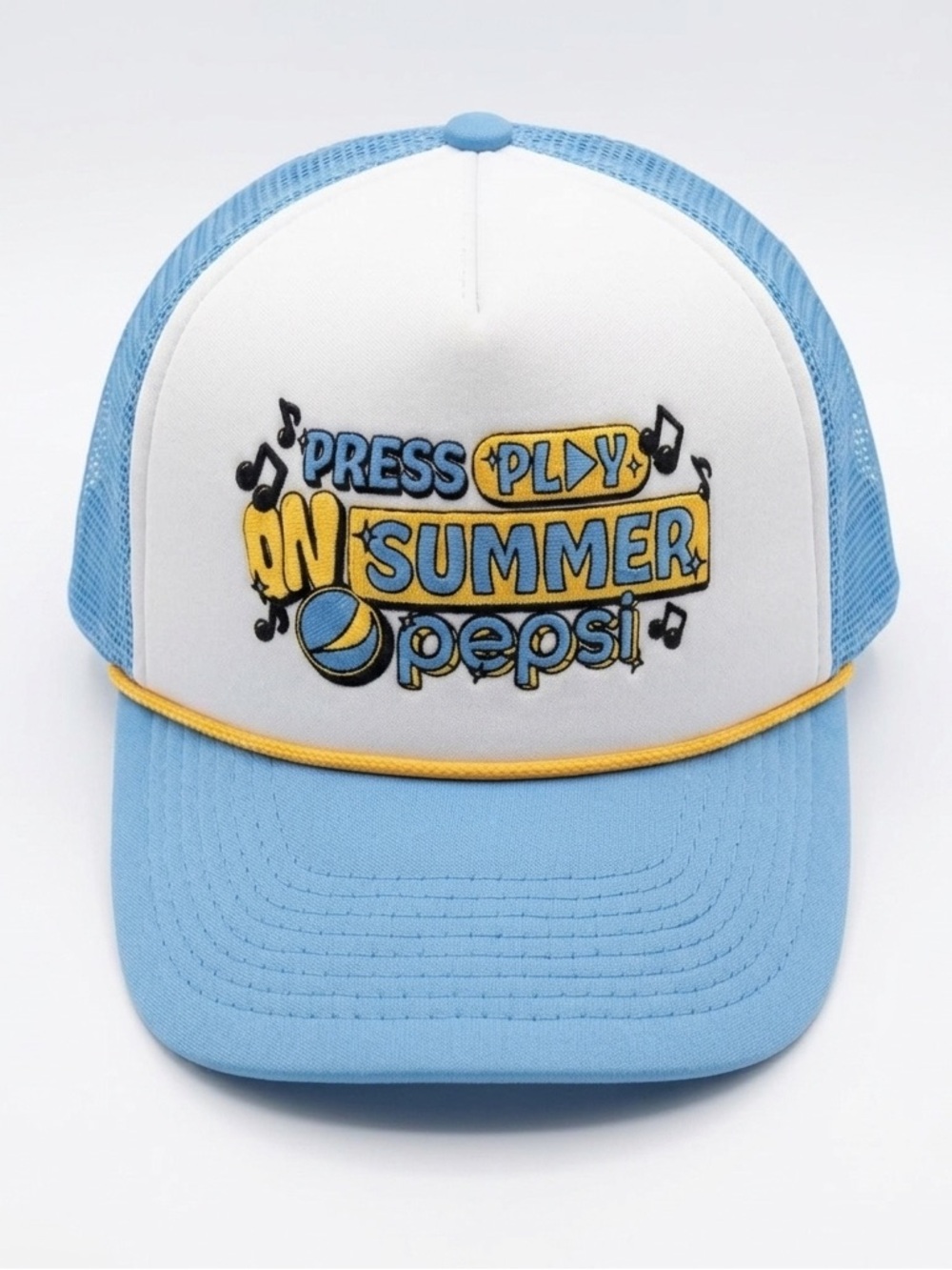 NWOT Pepsi Press Play On Summer Trucker Hat Mesh Snapback Throwback 3D
